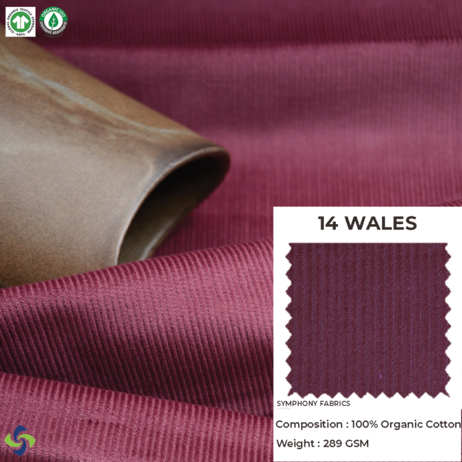 Organic Corduroy Fabric 14 Wales