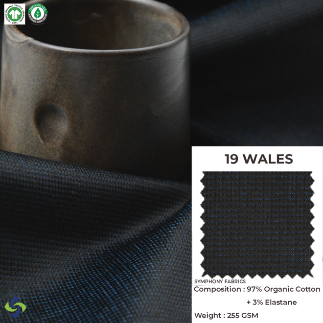 Organic Corduroy Fabric 19 Wales (Blue)
