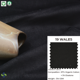 Organic Cotton Fabric (19 Wales Corduroy fabric) (Black)