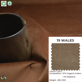 Organic Cotton Fabric (19 Wales Corduroy fabric) (Vintage Brown)