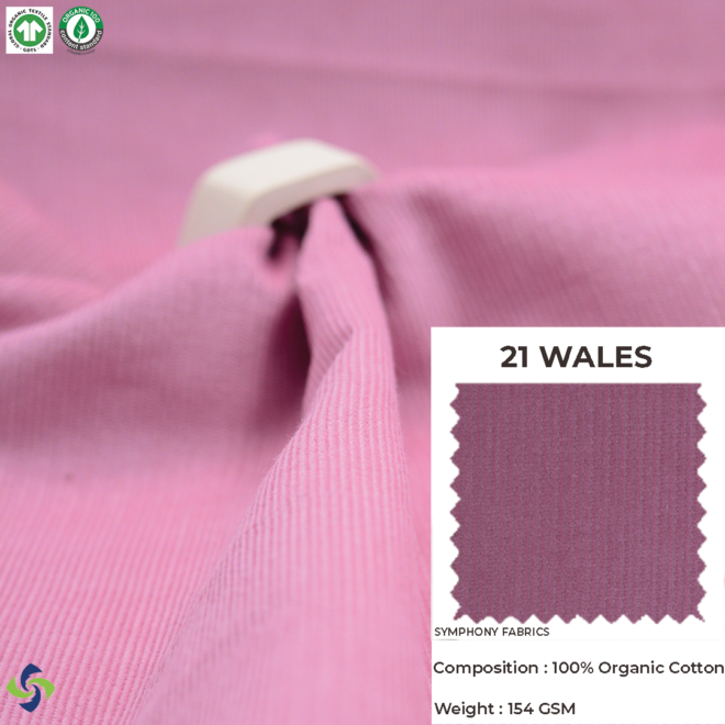 Organic Corduroy Fabric 21 Wales (light Pink)