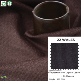 Organic Cotton Fabric (22 Wales Corduroy fabric) (Dark Brown)