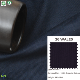 Organic Cotton Fabric (26 Wales Corduroy fabric) (Black)