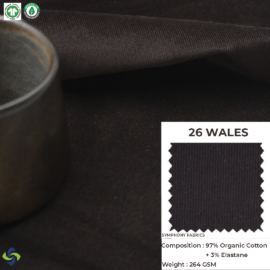 Organic Cotton Fabric (26 Wales Corduroy fabric) (Dark Brown)