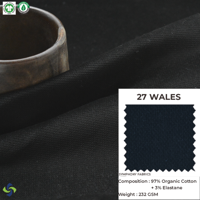 Organic Corduroy Fabric 27 Wales