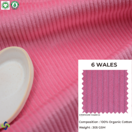 Organic Cotton Fabric (6 Wales Corduroy fabric) (Baby Pink)