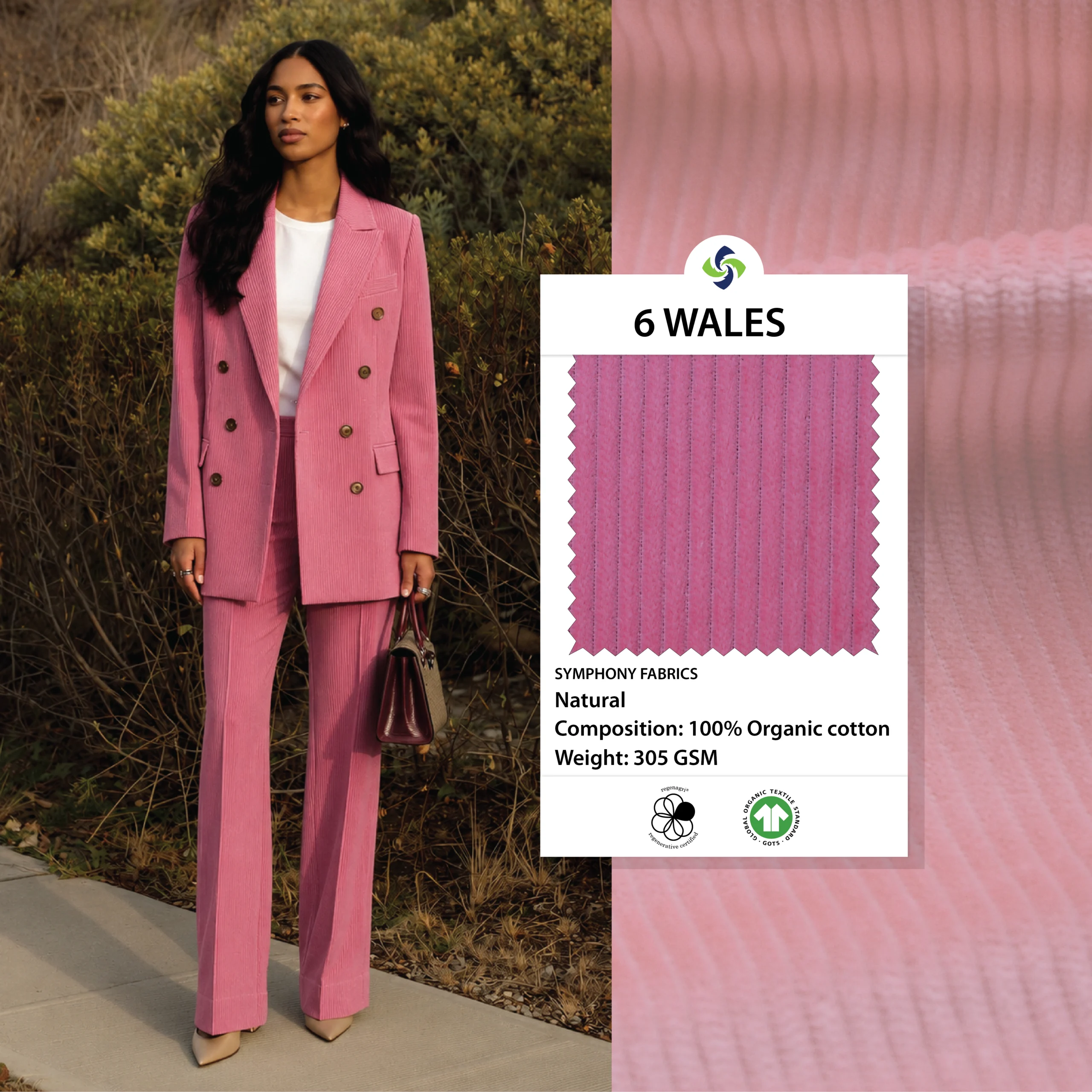 Organic Corduroy fabric(SF601) 6 Wales - Image 2