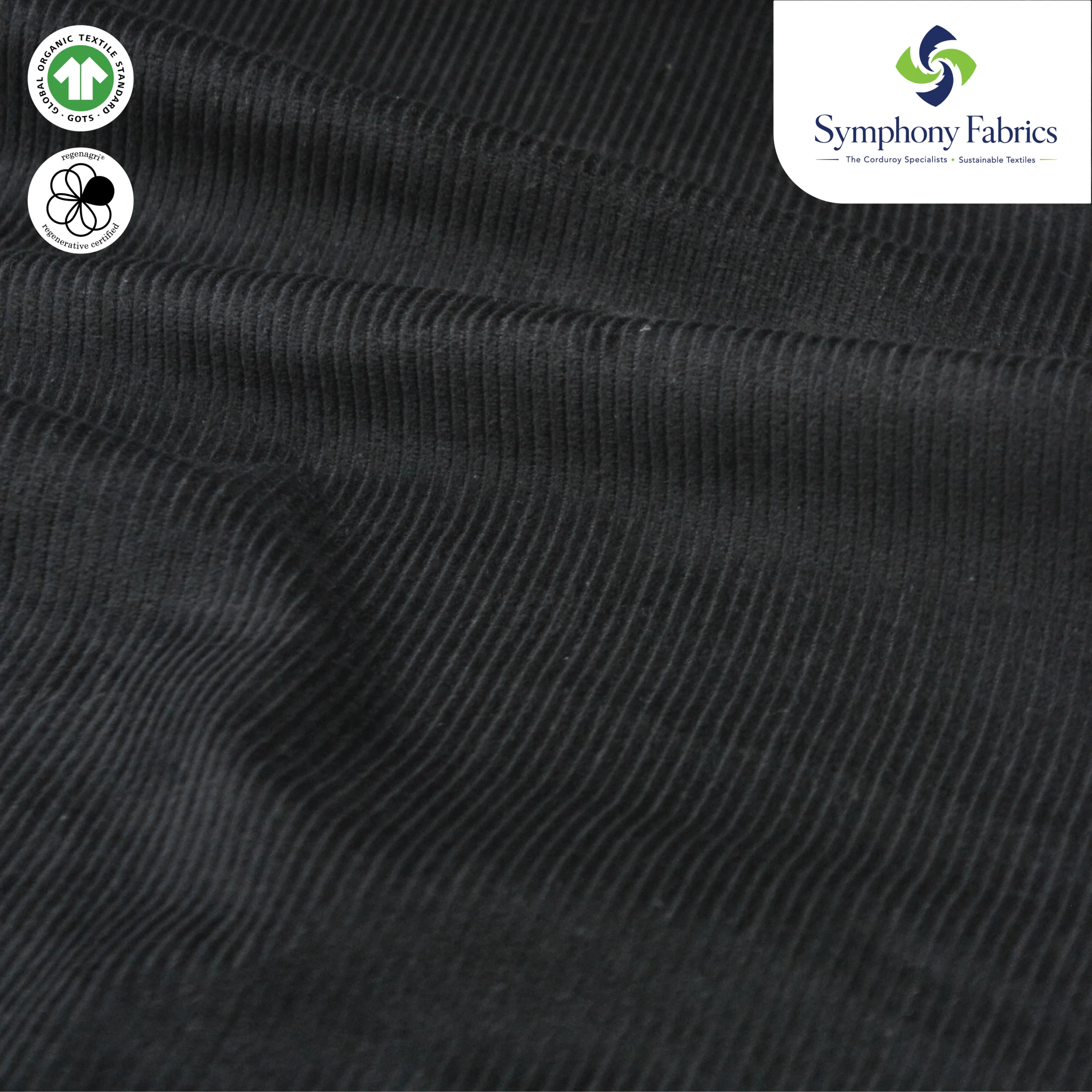 Organic Corduroy Fabric 8 Wales (Black)