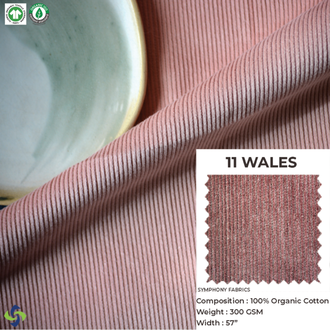 Organic Corduroy Fabric 11 Wales