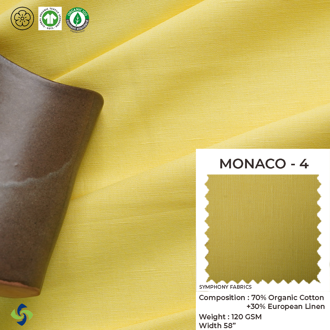 Linen Organic Cotton blend Fabric: (Monaco 4)