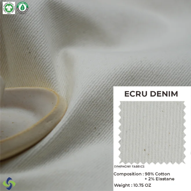 Organic Cotton Fabric Ecru Denim