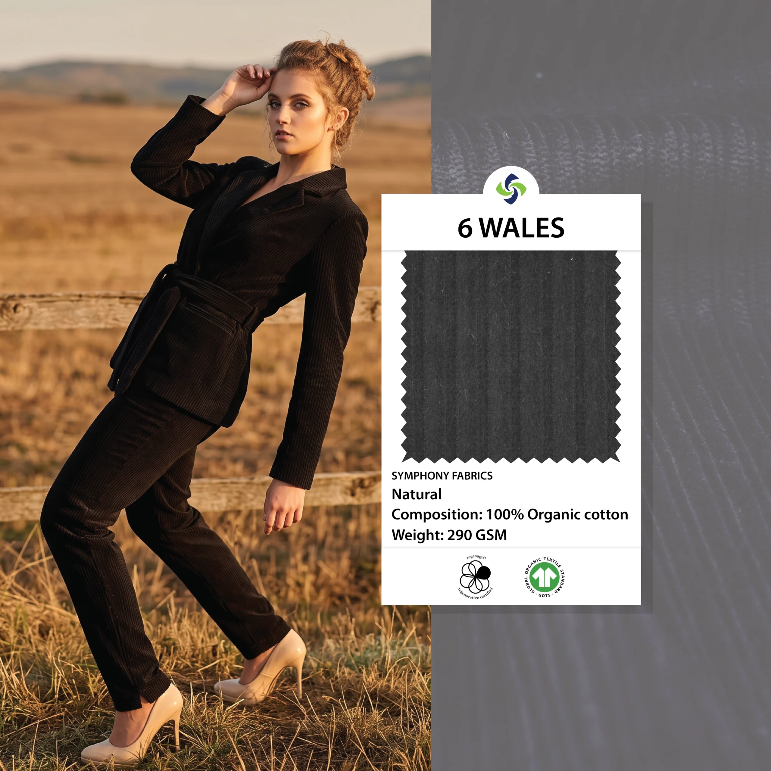 Organic Corduroy Fabric (SF602) 6 Wales - Image 2